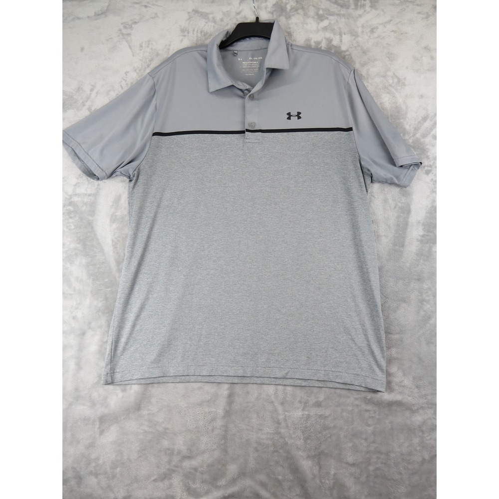 Under Armour Playoff Polo Shirt Men's XL Gray HeatGear Golf Loose Fit